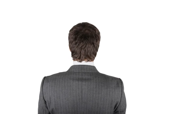 白い背景に対して彼の背中と立っている実業家 — ストック写真