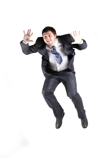 Businessman Jumping White Background — Stock Photo, Image