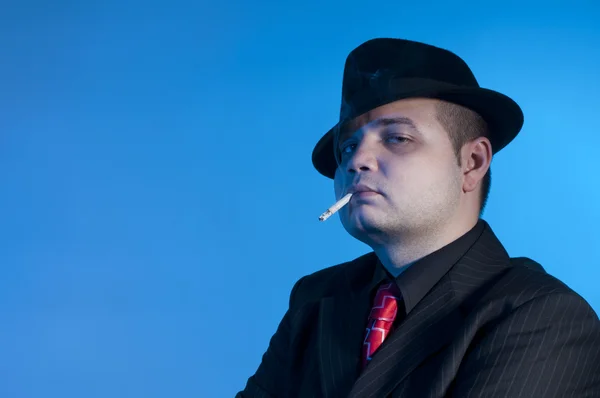 Eleganter Gangster Schwarzen Anzug — Stockfoto