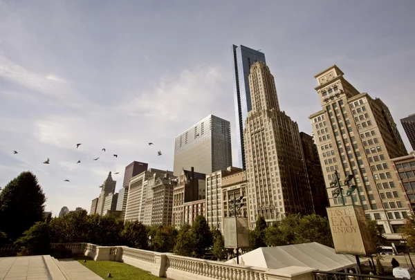 Chicago Panorama Centra Millenium Park Michigan Avenue — Stock fotografie