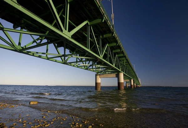 Την Πόλη Mackinaw Γέφυρα Φθινόπωρο Φθινόπωρο Michigan Ignace — Φωτογραφία Αρχείου