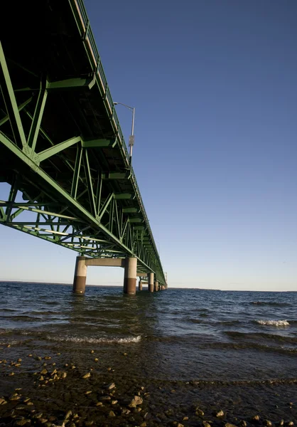 Την Πόλη Mackinaw Γέφυρα Φθινόπωρο Φθινόπωρο Michigan Ignace — Φωτογραφία Αρχείου