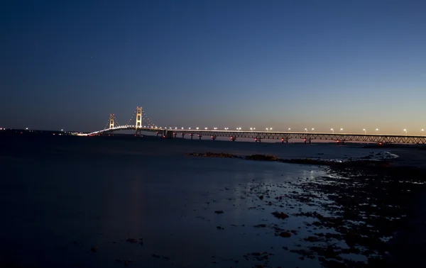 stock image Mackinaw City Bridge Michigan Night shot photograph