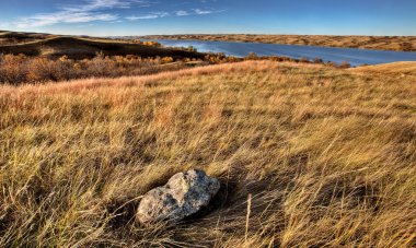 Saskatchewan buffalo göl pound sonbahar görünümü