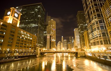 Chicago şehir merkezi şehir gece fotoğrafçılığı