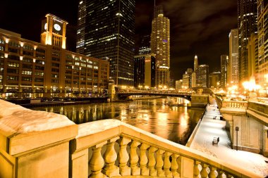 Chicago şehir merkezi şehir gece fotoğrafçılığı