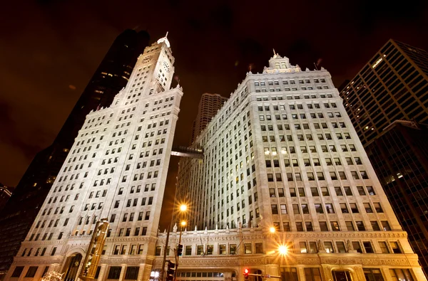 Chicago Downtown City Night Fotografía —  Fotos de Stock