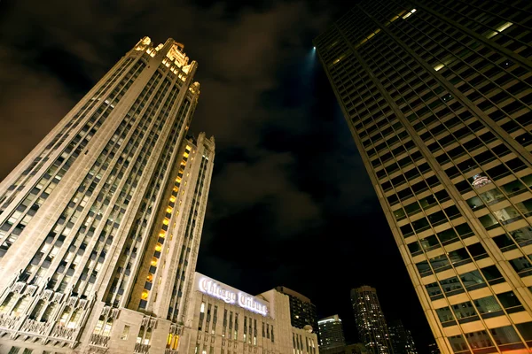 Chicago Downtown City Night Valokuvaus — kuvapankkivalokuva
