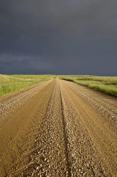 Storm Clouds Saskatchewan Country Road — Stock Photo, Image