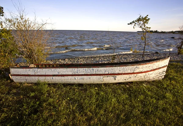 Velho Barco Pesca Weathered Hecla Island Manitoba — Fotografia de Stock