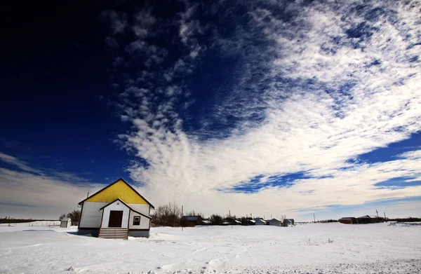 Старое Заброшенное Поместье Зимой Саскачеване — стоковое фото