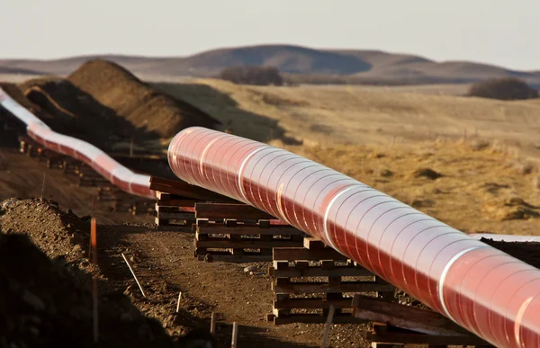 Rohre für Erdgas-Pipeline verlegt — Stockfoto