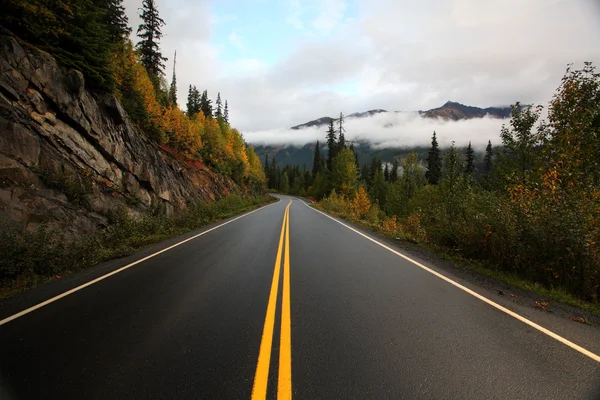 Wet Cassiar Highway through Northern British Columbia — Stock Photo, Image