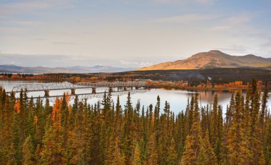 Teslin Lake bridge on Alaska Highway clipart