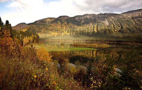 Размышления Озере Белл Осенью Британской Колумбии — стоковое фото