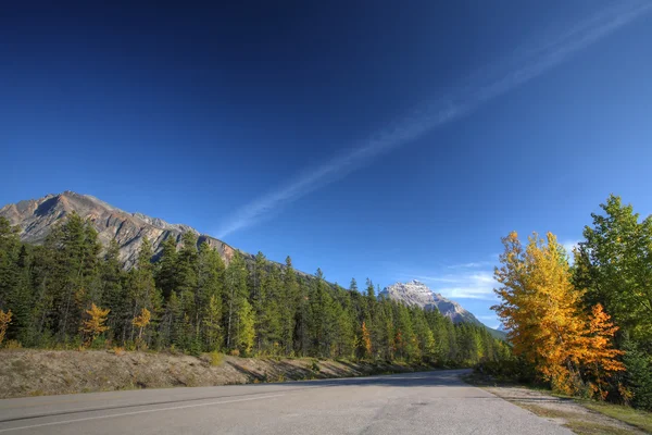 Vista para a estrada das Montanhas Rochosas — Fotografia de Stock