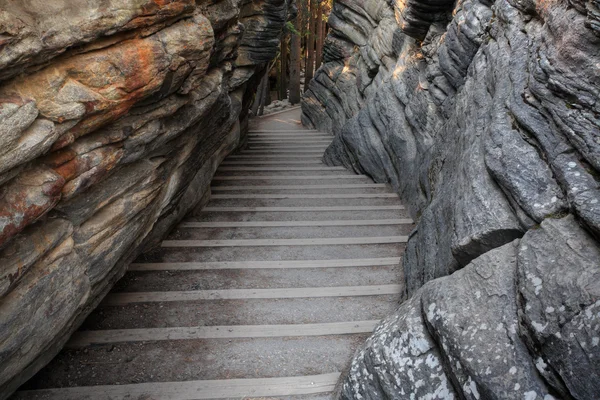 stock image Rock stairs at Athabasca Falls in Jasper National Park