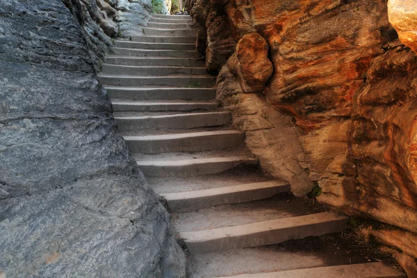 stock image Rock stairs at Athabasca Falls in Jasper National Park