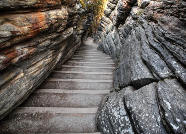 stock image Rock stairs at Athabasca Falls in Jasper National Park