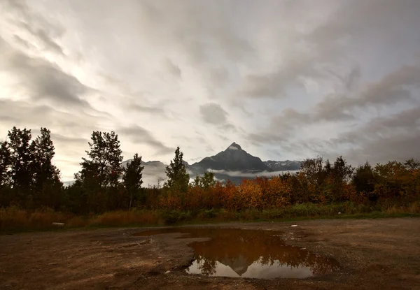 Reflection in puddle of British Columbia mountain — Stock Photo, Image