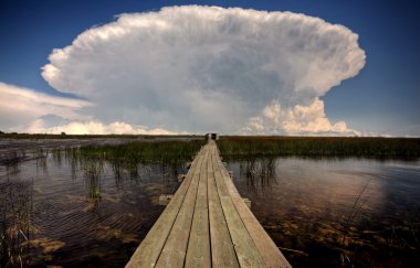 Cloud formations behind waterfowl blind clipart