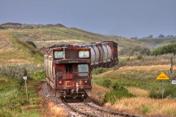 Vieux Fourgon Queue Sur Embranchement Ferroviaire Saskatchewan — Photo