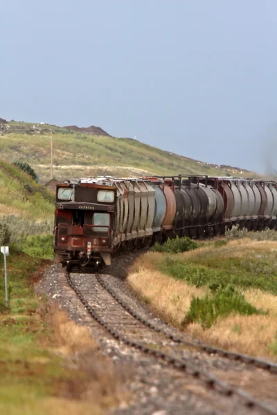 Saskatchewan demiryolu şube hattı üzerinde eski vagon — Stok fotoğraf
