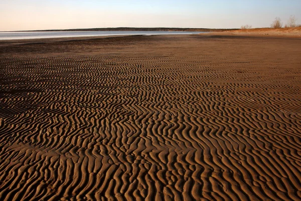 호수 위니펙의 해 안에 따라서 모래 평지 — 스톡 사진