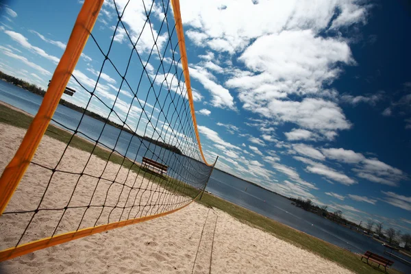Volleyball net at Grand Beach in Manitoba — Stock Photo, Image