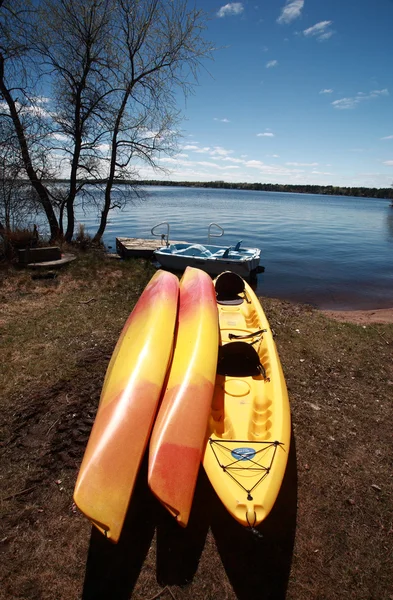 Kayaks Borde Las Aguas Lago Winnipeg —  Fotos de Stock