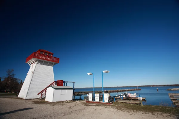 Leuchtturm Und Yachthafen Bei Hecla Manitoba — Stockfoto