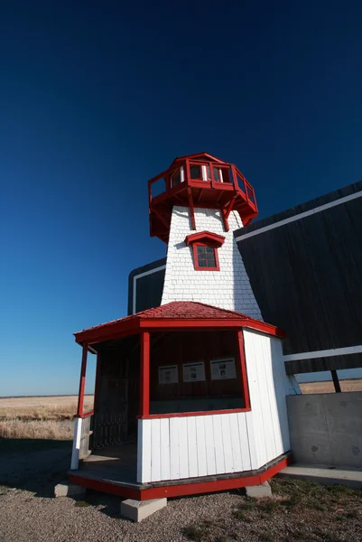 Modèle de phare et panneau sur l'île Hecla au Manitoba — Photo