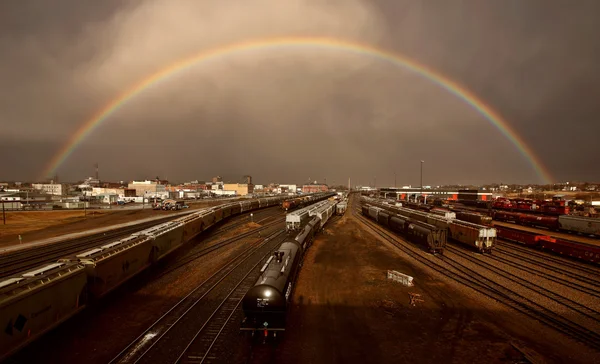 Storm Clouds Rainbow Rail Yard