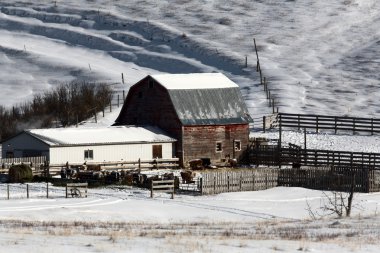 Rural Alberta winter scene clipart