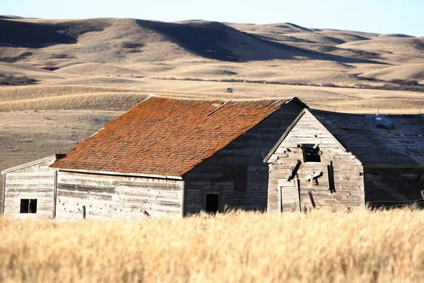 Старые фермерские дома в прериях — стоковое фото