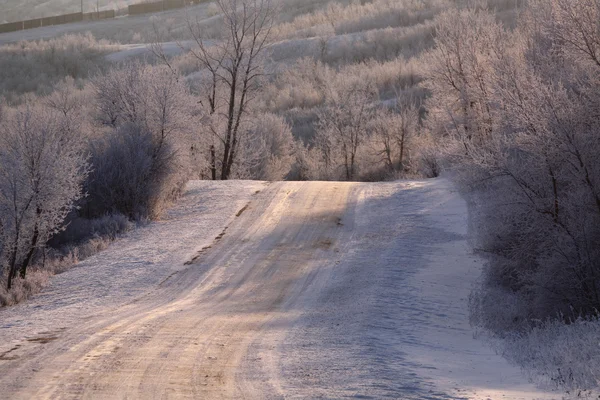 Strada in Buffalo Pound Lake in inverno — Foto Stock