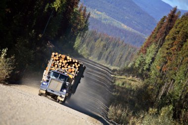 Approaching logging truck in beautiful British Columbia clipart