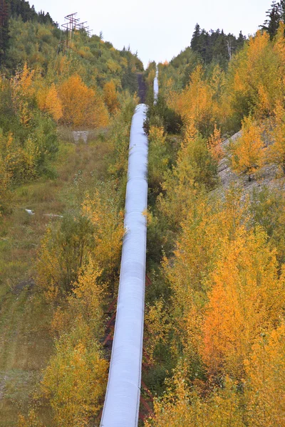 Tubo passando sobre passo de montanha no outono — Fotografia de Stock
