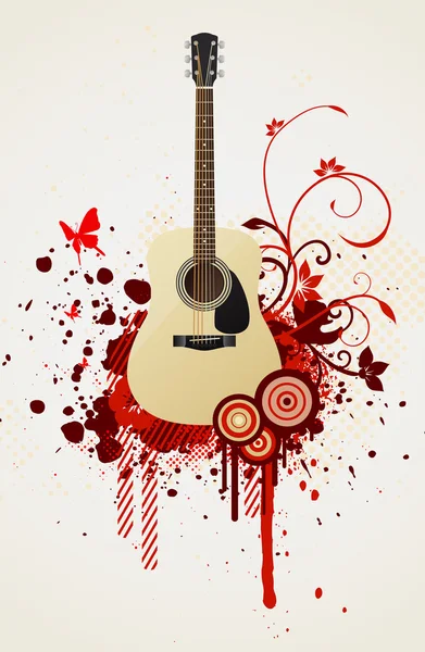Guitare florale — Image vectorielle