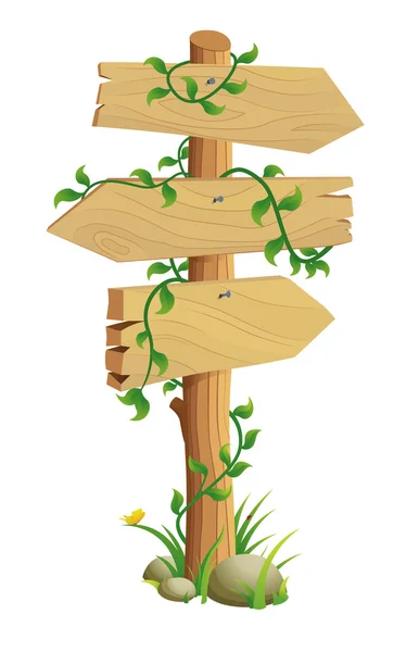 Znak kierunku drewniane — Wektor stockowy