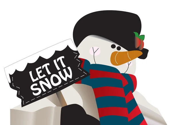 圣诞场合的完美选择 您可以修改要在标志上显示的文本 高质量矢量雪人 举着牌子 — 图库矢量图片