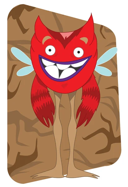 Funny looking red alien monster with wings — Stock Vector
