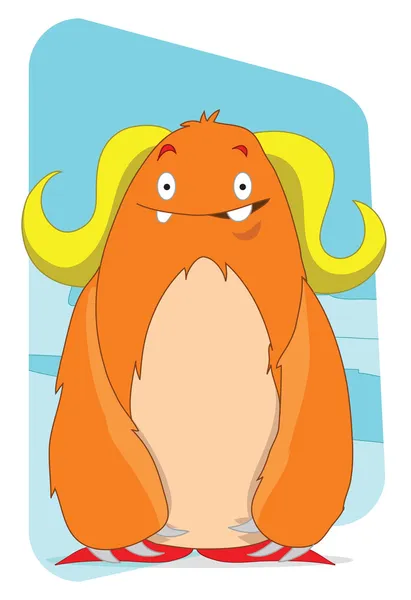 Cute Yeti lady alien monster cartoon character — Stock Vector