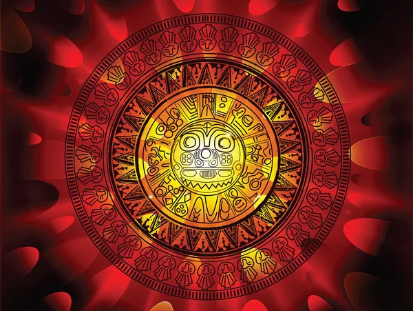 2012 Prohecy Maya Showing Mayan Calendar Hot Fiery Explosive Apocalypse — Stock Vector