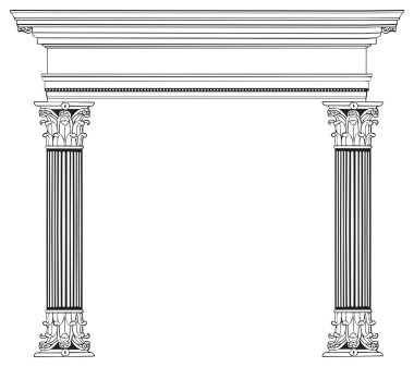 Fully vectorized and highly detailed Greek columns and arch. clipart