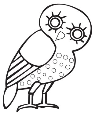 Greek owl sign, symbol, for tattoo or artwork, vector. clipart