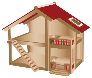 Small playhouse for kids. Wooden miniature house clipart