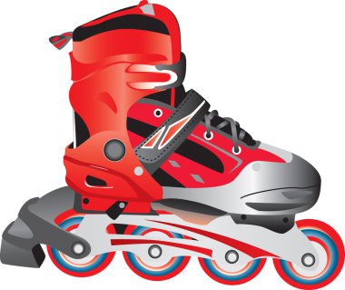 A vectorized red plastic and fabric sport roller blade, isolated against a white background. EPS vector, fully scalable clipart