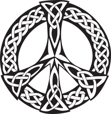 An illustration of a Celtic design with a pattern of knotted lines, isolated on white background. Peace symbol, great for tatto or artwork. clipart