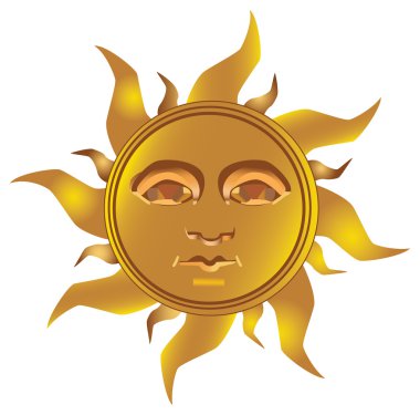 Mayan - Inca type of golden sun , fully vectorized clipart